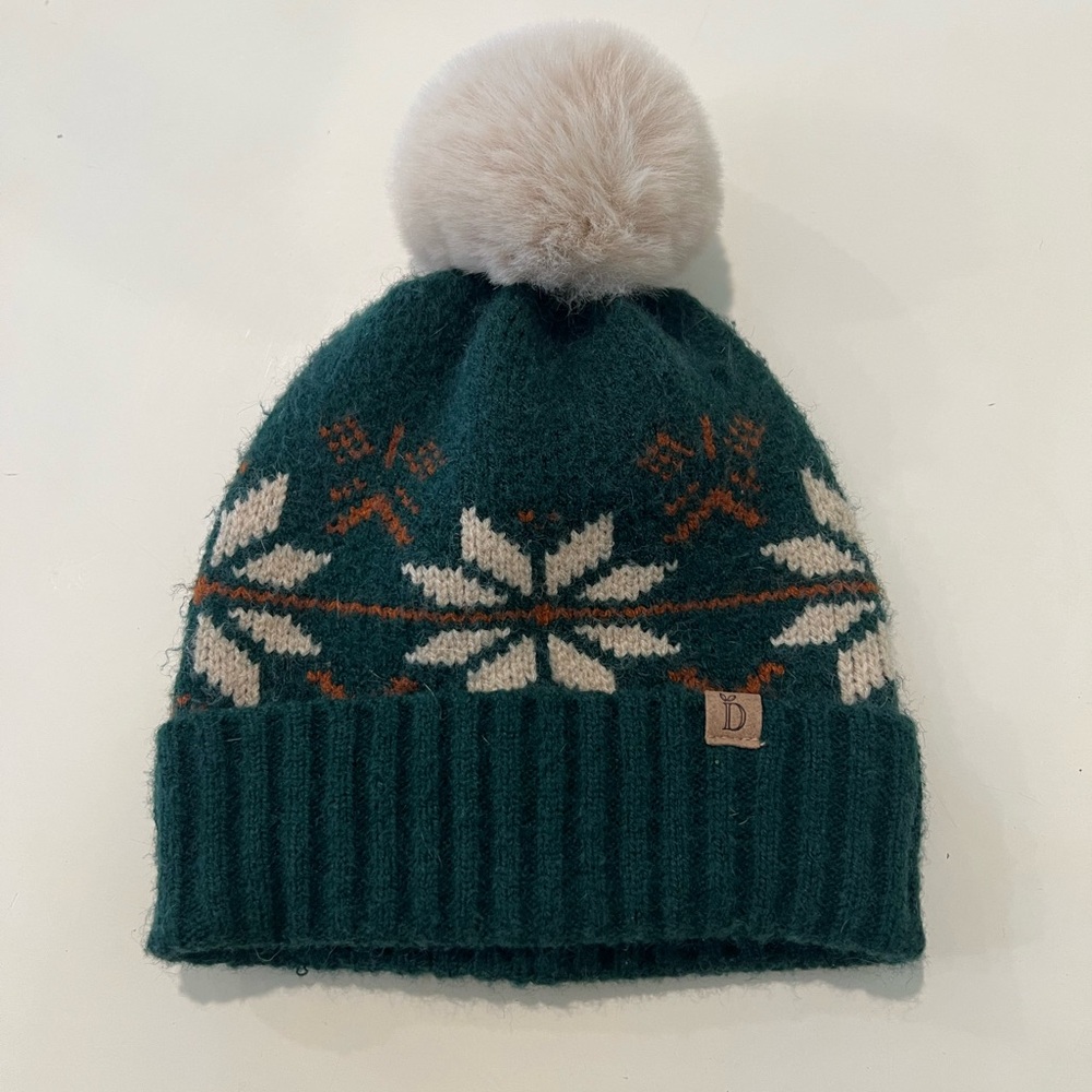 Cozy Green Knit Pom-Pom Hat for Kids
